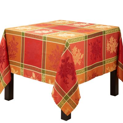 Charming Jacquard Tablecloth with Fall Leaves Design