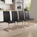 PU Leather Armless Dining Chair High Back Side Chair Patio Office Chair with Vertical Stripe Back and Plating Legs (Set of 4)