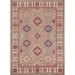 Geometric Kazak Oriental Area Rug Hand-Knotted Traditional Wool Carpet - 5'0" x 6'9"