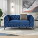 63" Velvet Upholstered Loveseat Sofa Modern Button Tufted Back Sofa Design with Sturdy Metal Legs Supported for Living Room