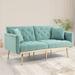 Velvet Upholstered Convertible Folding Futon Sofa Bed, Sleeper Sofa Manual Recline Loveseat Lounge Couch for Living Room