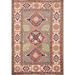 Brown Geometric Kazak Oriental Accent Rug Handmade Wool Carpet - 2'10" x 4'0"