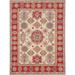 Geometric Kazak Oriental Area Rug Hand-Knotted Living Room Wool Carpet - 4'10" x 6'4"