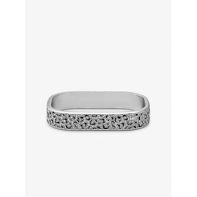 Michael Kors Precious Metal-Plated Brass and Enamel Leopard Pavé Bangle Silver One Size