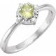 925 Sterling Silver Round 4.5mm Natural Peridot I2 H+ 0.04 Weight Carat Polished and .04 Diamond Ring Size N 1/2 Jewelry Gifts for Women