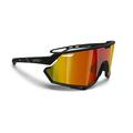 BERTONI Sport Cycling MTB Running Sunglasses for Men Women in TR90 100% UV Block mod. ALPHA (Matt Black/Shiny Black – Gold Red Mirror Lens)