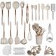 UXIYI Kitchen Utensils Set, Silicone Cooking Utensils, Silicone Spatula Set with Rose Gold Stainless Steel Handle, Kitchen Tools for Nonstick Non Scratch Cookware,Khaki + Rose Gold,40PCS