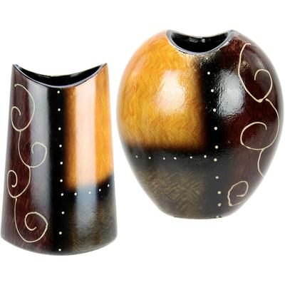 Dekovase I.GE.A. "Für Einzelblumen, Trockenblumen, Sträuße, Bouquets oder Pampas", braun, B:16cm H:19cm, Keramik, Vasen, 2er Set Zylindervase Tischvase aus Keramik bauchig Image