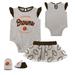 Newborn Heather Gray/Brown Cleveland Browns All Dolled Up Three-Piece Bodysuit, Skirt & Booties Set