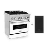 "ZLINE 30"" 4.0 cu. ft. Electric Oven and Gas Cooktop Dual Fuel Range with Griddle and White Matte Door in Stainless Steel (RA-WM-GR-30) - Zline Kitchen and Bath RA-WM-GR-30"