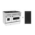 "ZLINE 48"" 6.0 cu. ft. Electric Oven and Gas Cooktop Dual Fuel Range with Griddle and White Matte Door in Stainless Steel (RA-WM-GR-48) - Zline Kitchen and Bath RA-WM-GR-48"