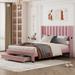 Queen Size Storage Bed Velvet Upholstered Platform Bed with a Big Drawer