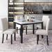 5 Piece Kitchen Dining Set, Modern Wooden Dining Set, Faux marble Dining Table with 4 Matching Faux Leather Dining Chairs