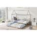 Twin Size Metal House Platform Bed with Trundle, Steel Bedframe