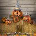 Set of 3 Long-Legged Witch Hat Wearing Jack-O-Lantern Figurines - 17"X14.75"X52.75"H