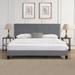 Upholstered Platform Bed Frame with Button Tufted Linen Fabric Headboard