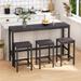 4 Piece Counter Dining Sets, Compact Dining Room Set, Breakfast Nook Dining Bar Table and 3 Matching Bar Stools with Footrest