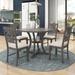 Rustic 6-Piece Wood Dining Set, Round Dining Table Set with 4 Cushioned Dining Chairs, for Apartment, Dining Room, Living Room