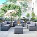 9-piece Outdoor Patio Large Wicker Sofa Set, Rattan Sofa set for Garden, Backyard,Porch and Poolside, Black wicker