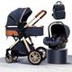 3 in 1Baby Stroller Seat Combo,with Shock Absorption Frame Adjustable High View Prams,for Infant and Toddler Travel Carriage with Rain Cover Cooling Pad Sunshade Foot Cover,Baby Diaper Backpack (Colo