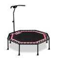 ONETWOFIT 51" Silent Trampoline with Adjustable Handle Bar, Fitness Trampoline Bungee Rebounder Jumping Cardio Trainer Workout for Adults