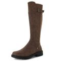 Ella Shoes Ladies Tall Boots Elegant Buckle Block Heel Knee High Stylish Casual Everyday Riding Boots Hayley (Brown, numeric_4)