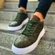 FOH PRSneakers-Chaussures à lacets en cuir Élpour hommes vert décontracté sport de base haute