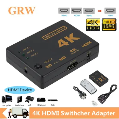 Grwibeou 4K 2K 3x1 HDMI-Kabelsplitter HD 1080P Video-Switcher-Adapter 3 Eingänge 1 Ausgangsanschluss Image