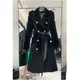 High Street neueste Mode 2024 Designer Mantel Damen Zweireiher Plaid Gürtel Samt langen Mantel