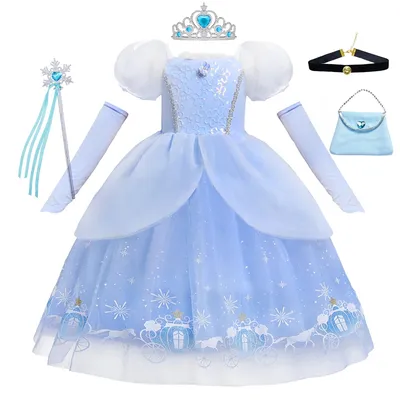 Mädchen Halloween Cinderella Prinzessin Cosplay Kleid für Mädchen Kinder Ballkleid Pailletten Karneval TUTU Puff Mesh Kleidung für Geburtstag G Image