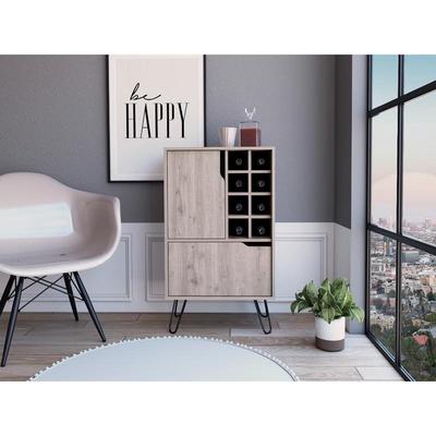 L Bar Single Door Cabinet, Eight Built-in Wine Rack, Four Legs