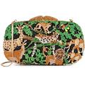 Rhinestone Crystal Evening Clutch Bag Animal Pattern Designer Purses for Women, Green, M