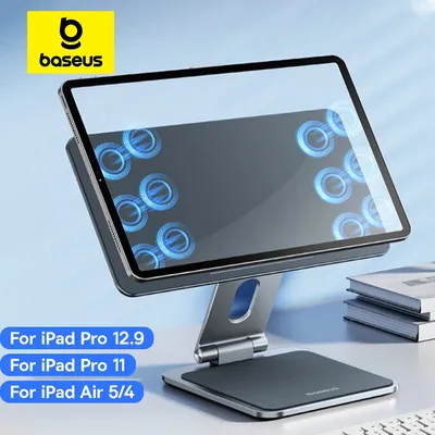 Bas192.- Support magnétique pour iPad Pro 11 12.9 pouces aluminium réglable pliable bureau
