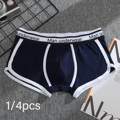 1/4 stücke Männer Unterwäsche Boxer Baumwolle Höschen Atmungsaktive Feste Boxershorts Männlichen Mittleren Taille Unterhose Trend Mann Shorts Homme Shorts Image
