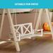 Mixoy Outdoor Wood Porch Swing with Curved Back Design