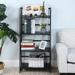 4 Tiers Storage Shelves No-Assembly Folding Bookshelf Open Book Shelves Unit for Home Office Living Room, Black