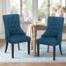 Linen Fabric Dining Chairs High Back Accent Chairs Modern Side Chairs Arm Chairs with Nailheads for Living Room (Set of 2)