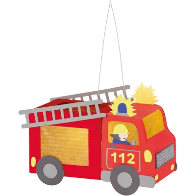 buttinette Bastel-Set Laterne Feuerwehrauto – Vorlagen bereits vorgedruckt Image