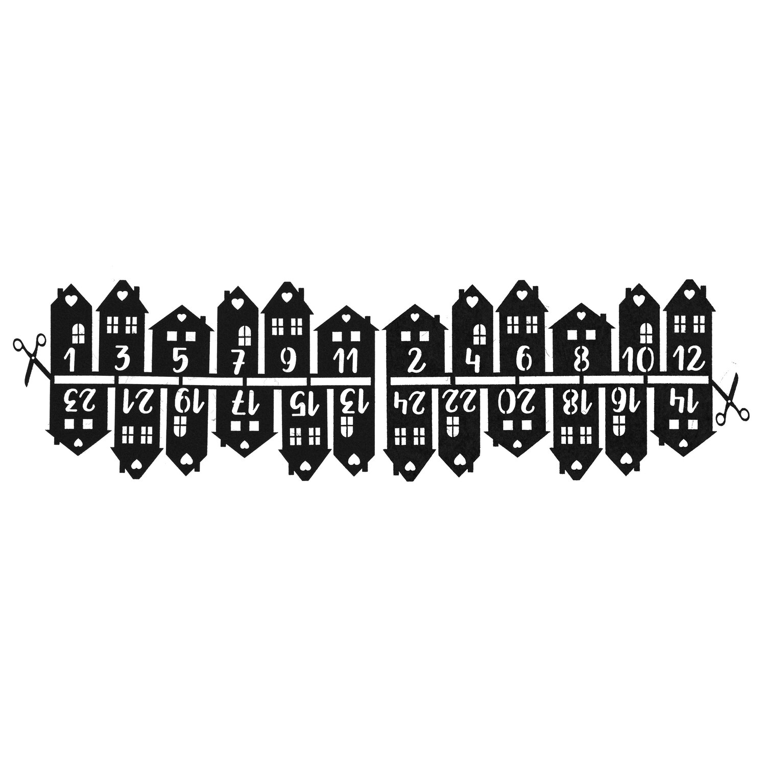 Chiffres pour calendrier de l'Avent en feutrine, noir, 2,7–6,5 cm