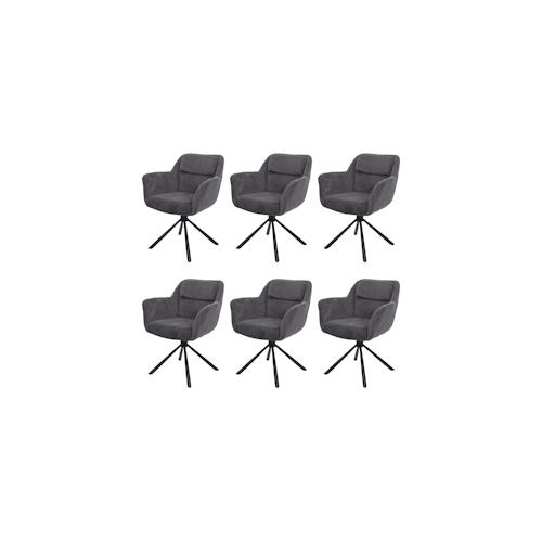 6er-Set Esszimmerstuhl HWC-K33, Küchenstuhl Stuhl, drehbar Auto-Position, Stoff/Textil ~ Kord-grau