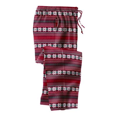 Men's Big & Tall Microfleece Pajama Pants by KingSize in Burgundy Fair Isle (Size L) Pajama Bottoms