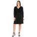 Chic V-Neck Long Sleeve Belted Plus Size Dress