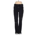 Free People Jeans - Low Rise Straight Leg Boyfriend: Black Bottoms - Women's Size 27 - Black Wash