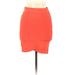 BCBGMAXAZRIA Casual Bodycon Skirt Knee Length: Orange Print Bottoms - Women's Size Medium