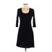 Calvin Klein Casual Dress - A-Line Scoop Neck 3/4 sleeves: Black Solid Dresses - Women's Size 6