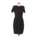 T Tahari Casual Dress - Sheath Crew Neck Short sleeves: Black Solid Dresses - Women's Size 10