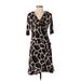 J.B.S. Casual Dress - Wrap: Brown Graphic Dresses - Women's Size Small