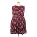 Emily and Fin Casual Dress - DropWaist: Burgundy Print Dresses - Women's Size 4X