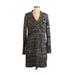 DKNY Casual Dress V-Neck Long sleeves: Black Marled Dresses - Women's Size Medium