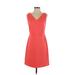 Ann Taylor LOFT Casual Dress - A-Line V Neck Sleeveless: Pink Print Dresses - Women's Size 2